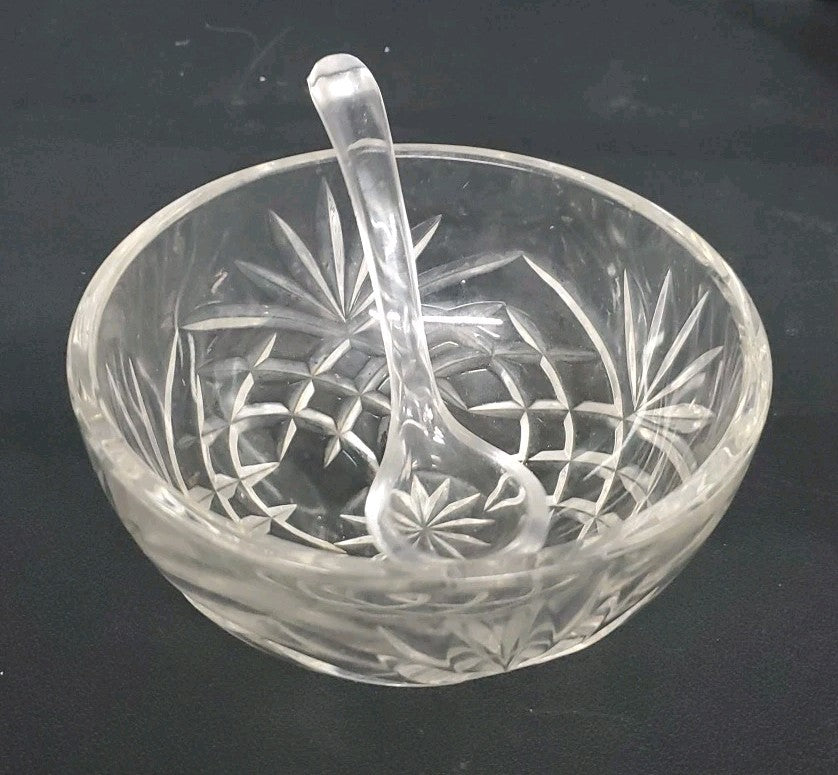 Vintage Glass Serving Dish/Bowl With Spoon