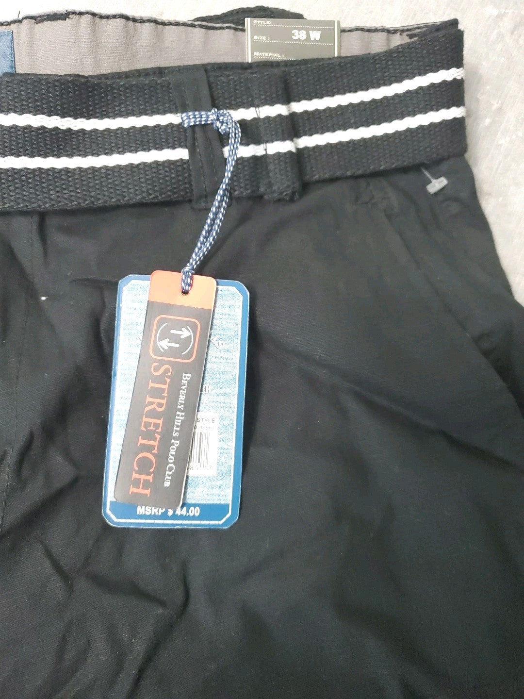 Beverly Hills Polo Club Black Shorts Size 38w Stretch With Belt