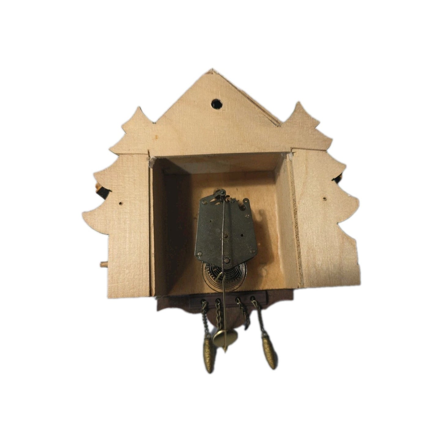 Vintage Mini Cuckoo Clock 5" German Swiss Wooden Alpine Chalet Bird Cow ~ No Key