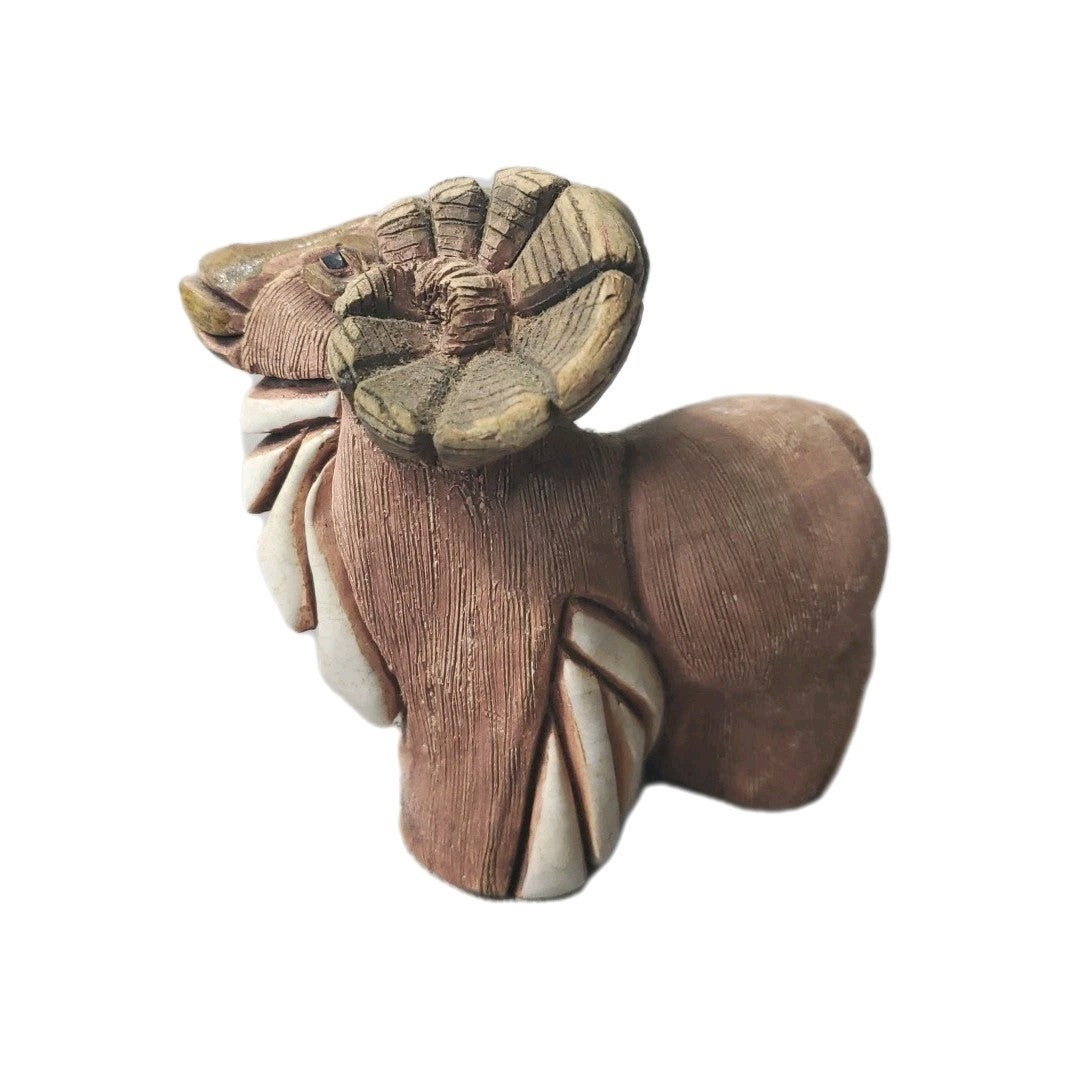 Vintage Artisania Rinconada Figurine Of A Big Horn Ram Handcrafted In Uruguay 4"