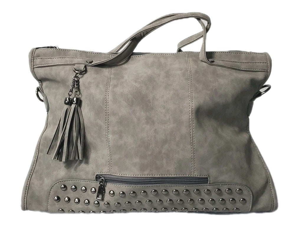 Large Rivet Purse Hand Bag Suede Leather New With Dust Cover