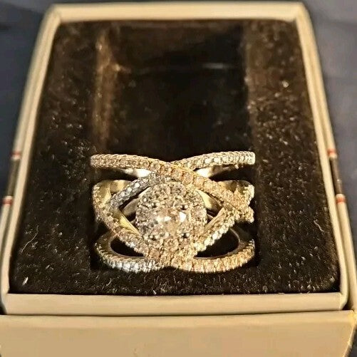 925 Sterling Silver Lab Created Separation Plated Rose Gold Color Ring Size 8