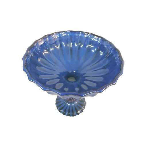 Vintage Blue Cloisonne Ball Compote Centerpiece Pedestal Bowl