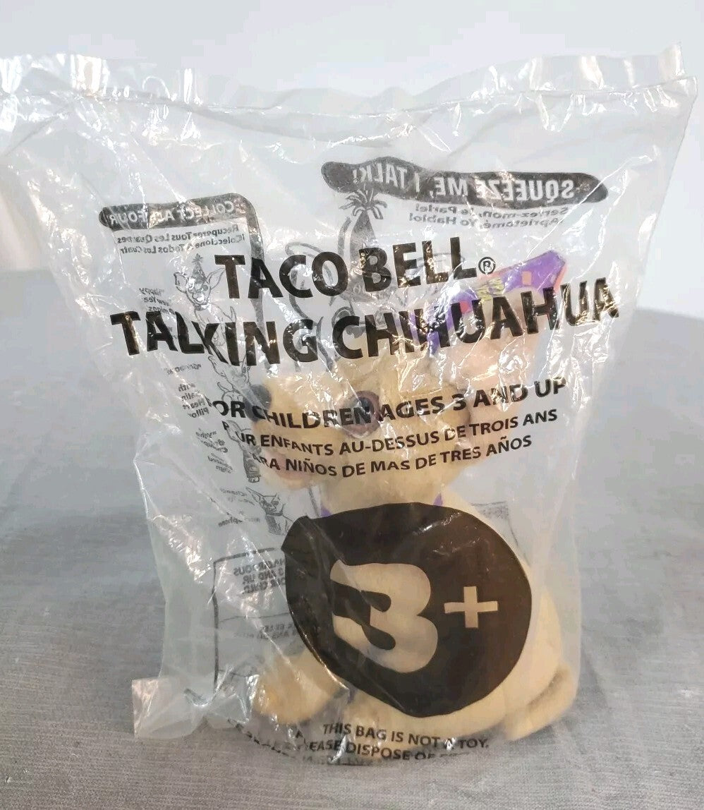 VTG New Year 2000 Taco Bell Talking Chihuahua Plush Dog “Happy New Year, Amigos”