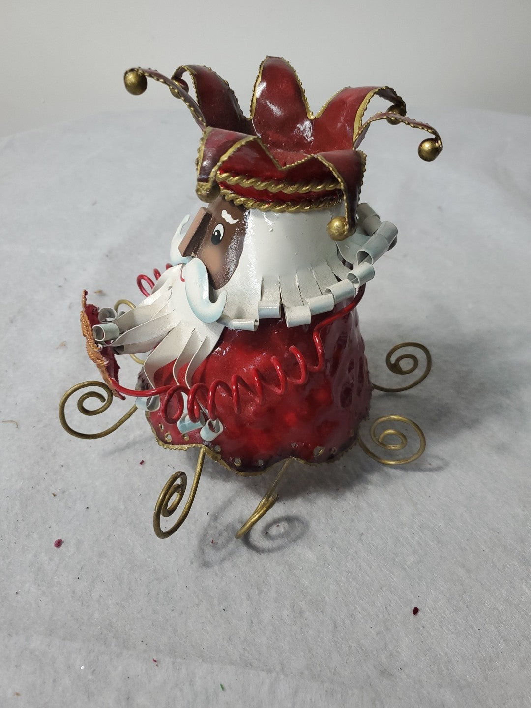 Vintage Santa Candle Holder Metal Rare
