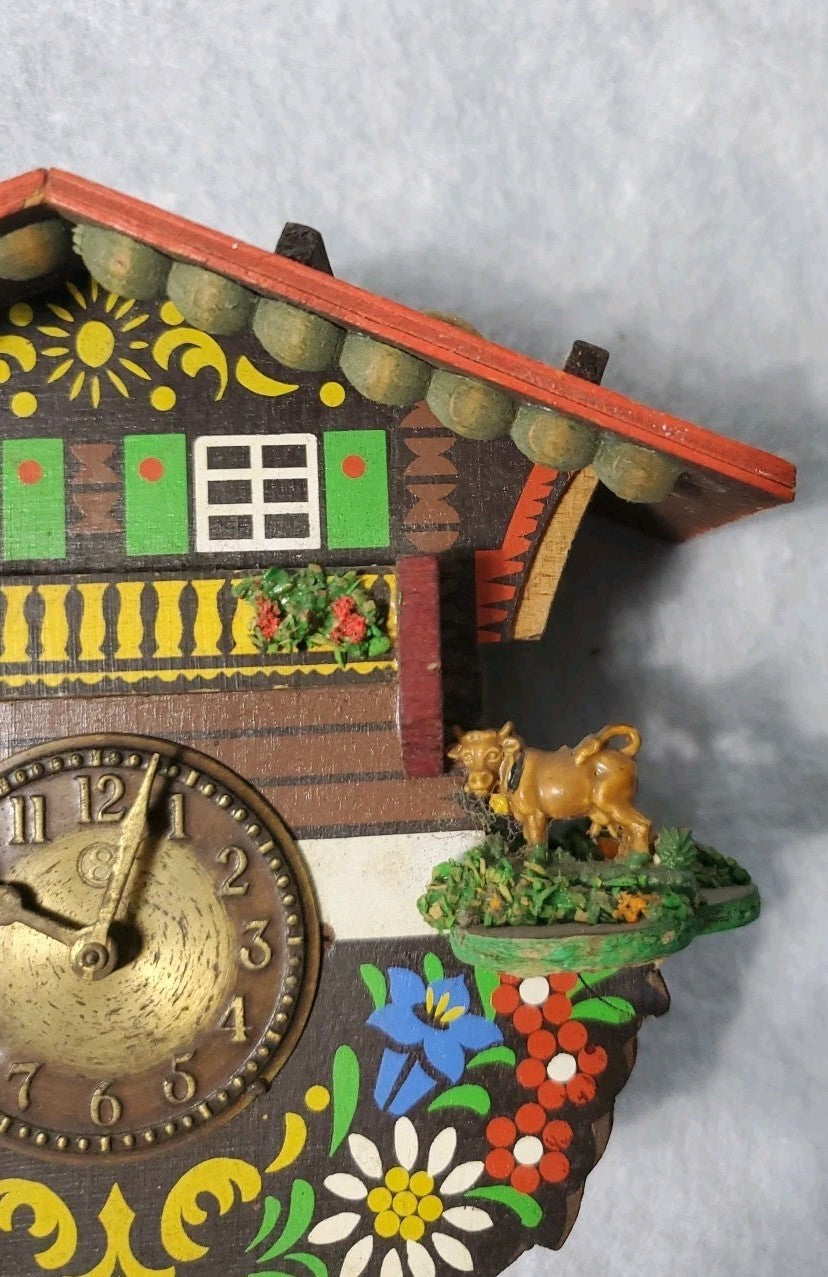 Vintage Small Mini Cuckoo Clock 4 Inch Made In Germany Without Key Untested