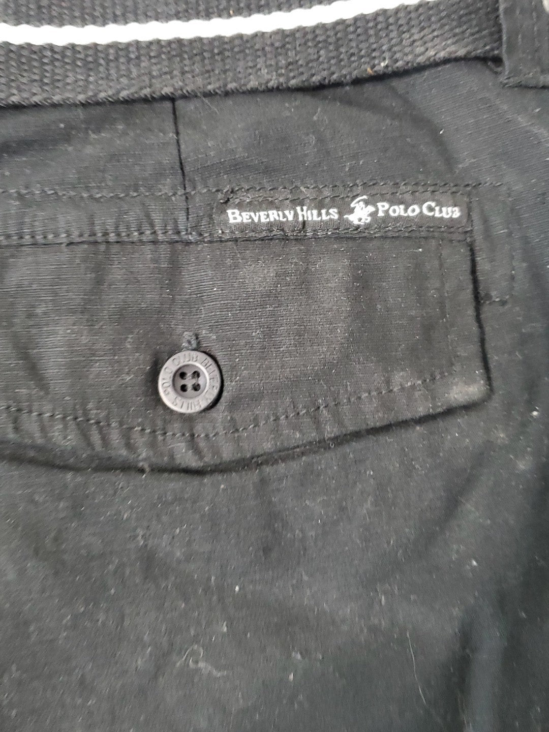 Beverly Hills Polo Club Black Shorts Size 38w Stretch With Belt
