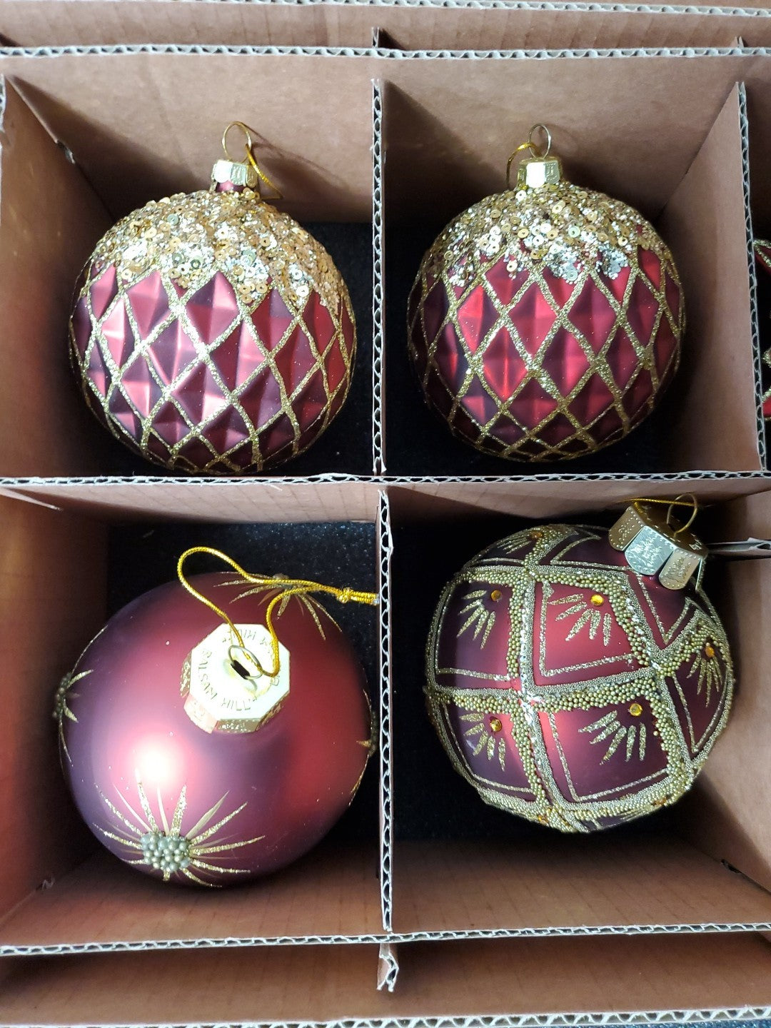 Balsam Hill Brilliant Bordeaux Ornament Set Of 11 Red Beautiful