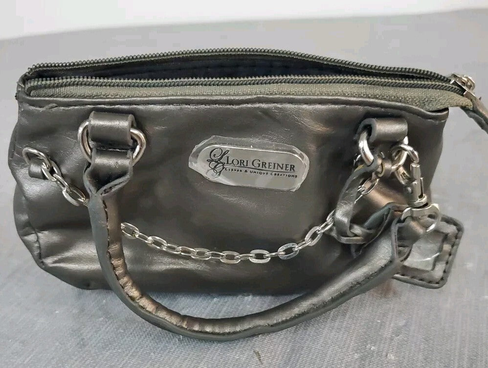Lori Greiner Mini Bag/coin Purse Metallic Gunmetal Color