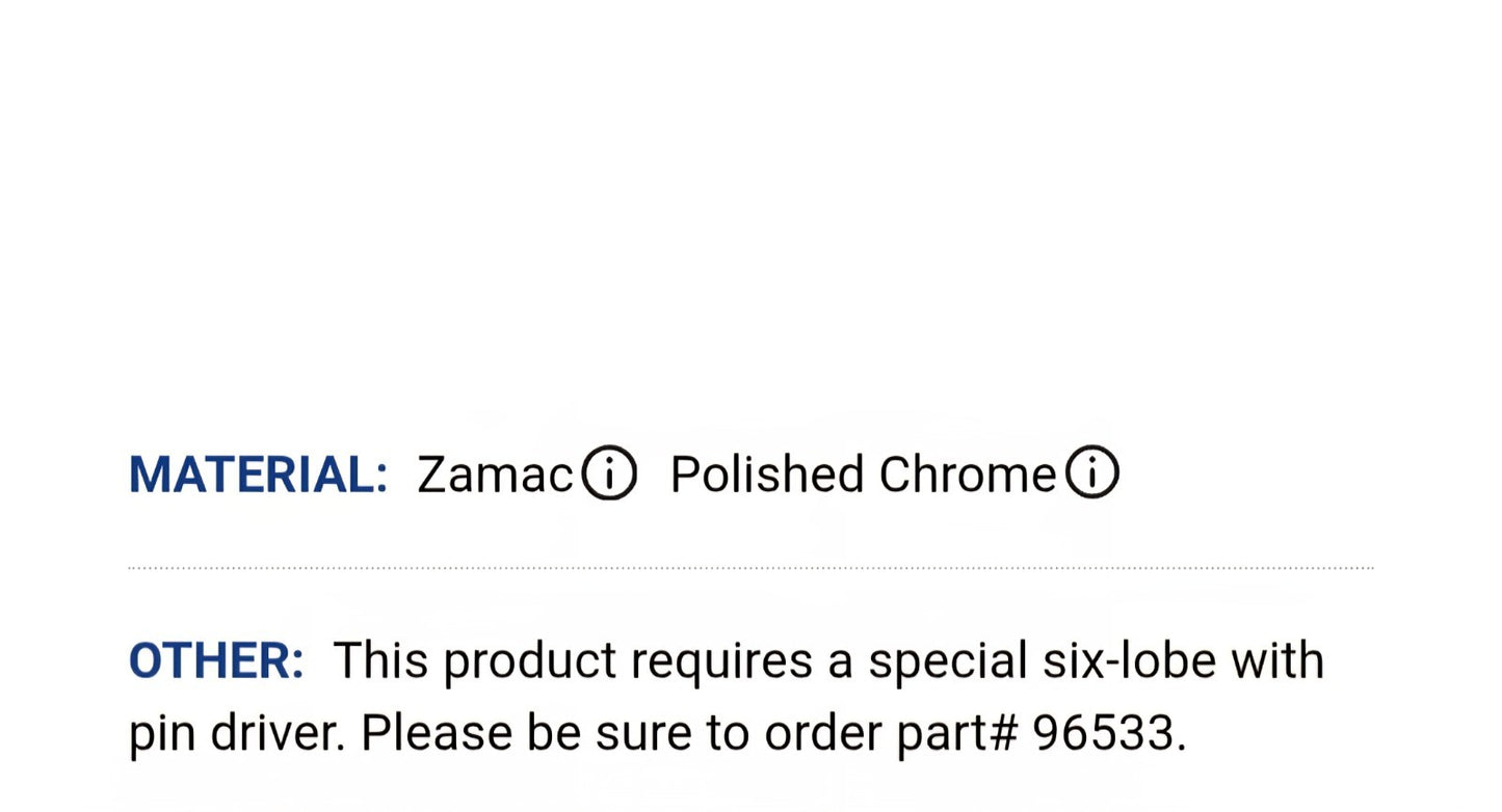 615430 URINAL PARTITION PACK 1" -6LP Zamac Polished Chrome Jacknob Ear Brackets