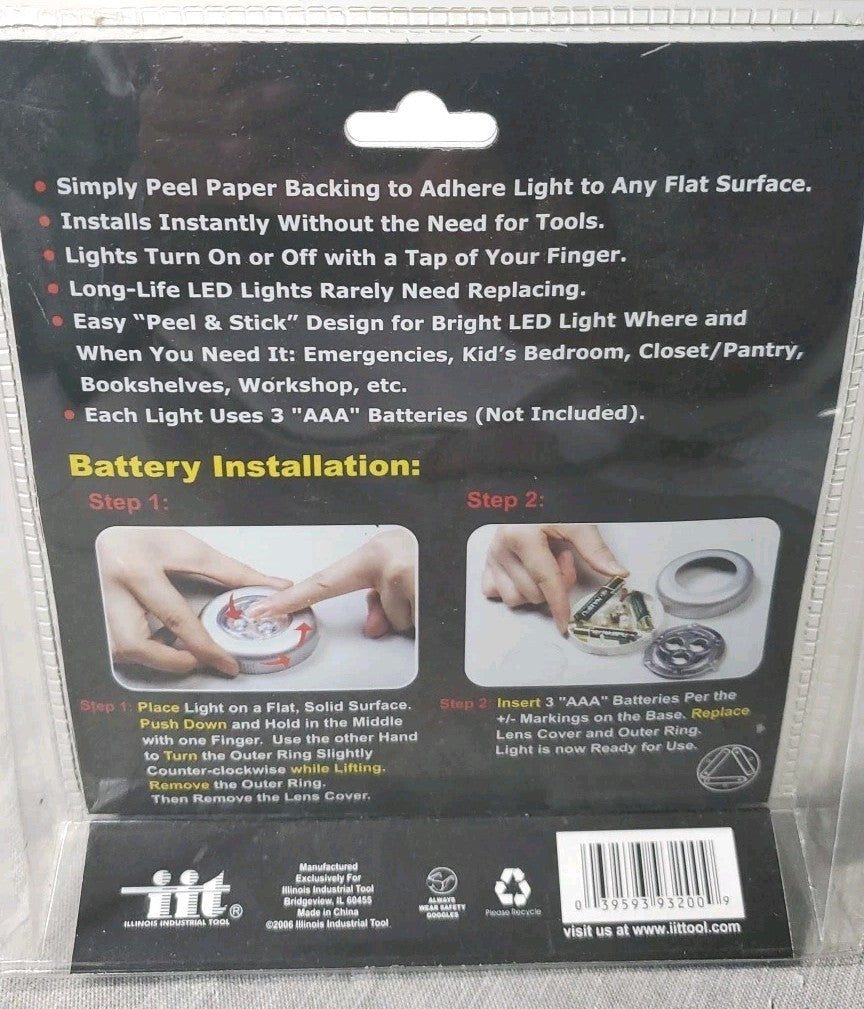 illinois industrial tool 3 Led Stick On Tap Lights 2 Pack