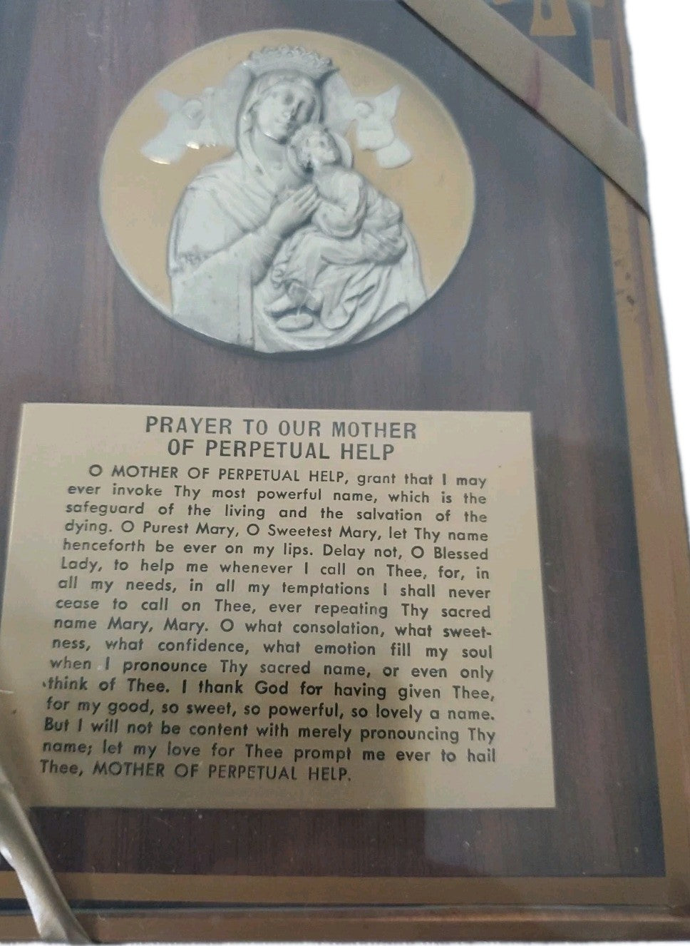 Vintage Religious Plaque Prayer To Our Mother Of Perpetual Help