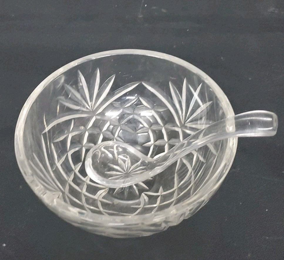 Vintage Glass Serving Dish/Bowl With Spoon