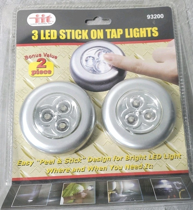 illinois industrial tool 3 Led Stick On Tap Lights 2 Pack