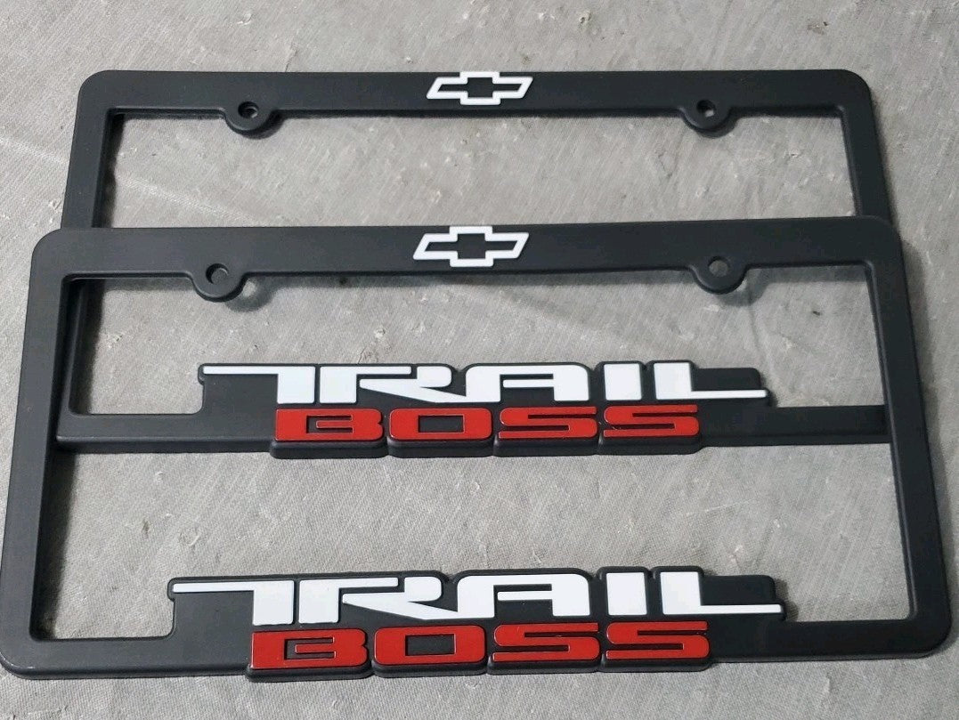 Chevy Trail Boss License Plate Frame 2 Pack New