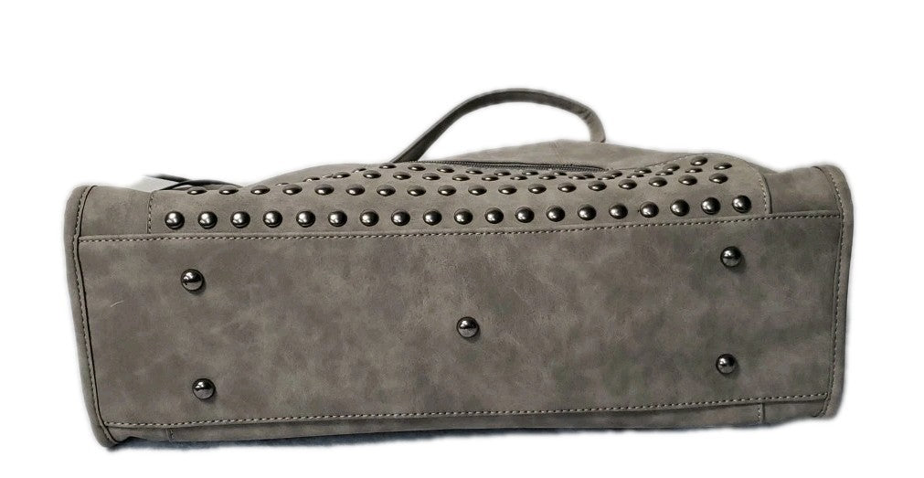 Large Rivet Purse Hand Bag Suede Leather New With Dust Cover