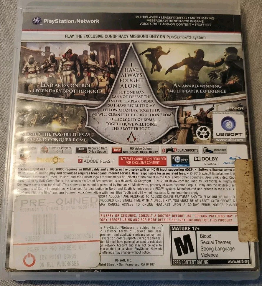 Assassin's Creed: Brotherhood (Sony PlayStation 3, 2010)