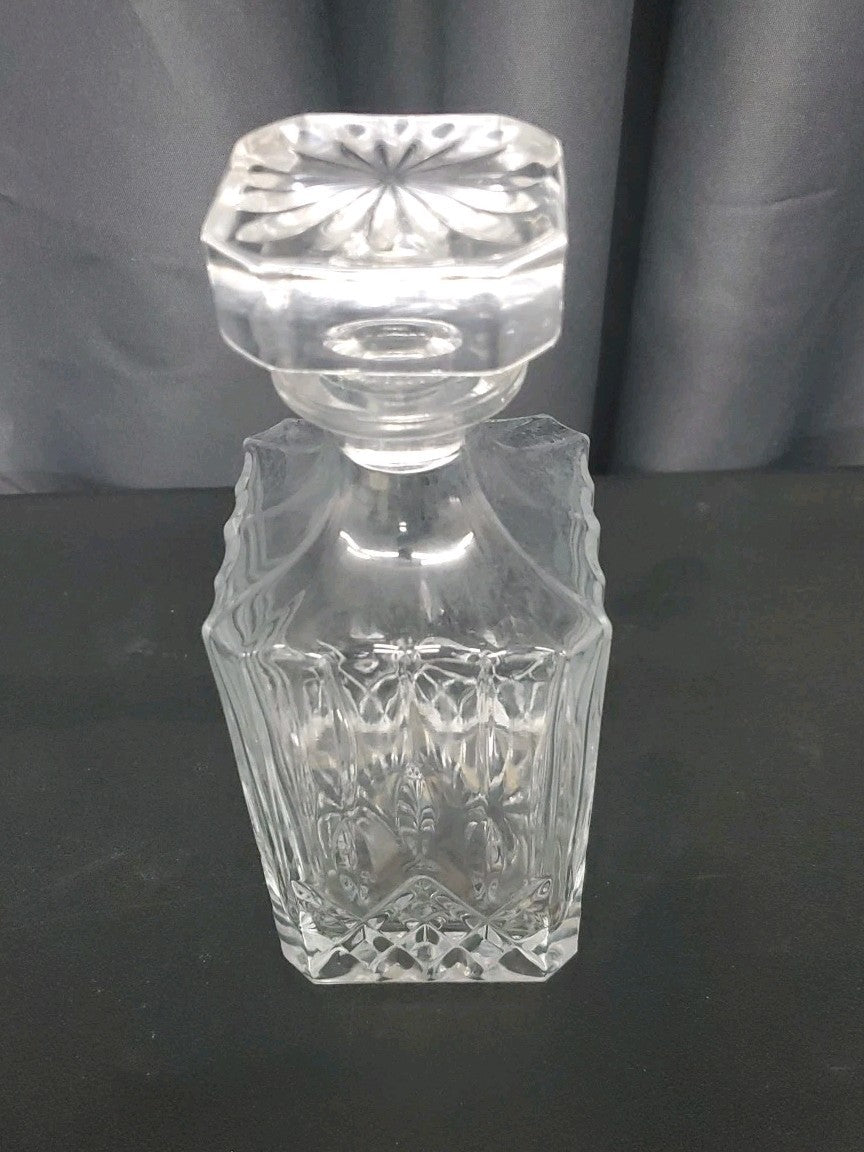 Vintage Heavy Cut Glass Decanter For Whiskey Bourbon Etc.