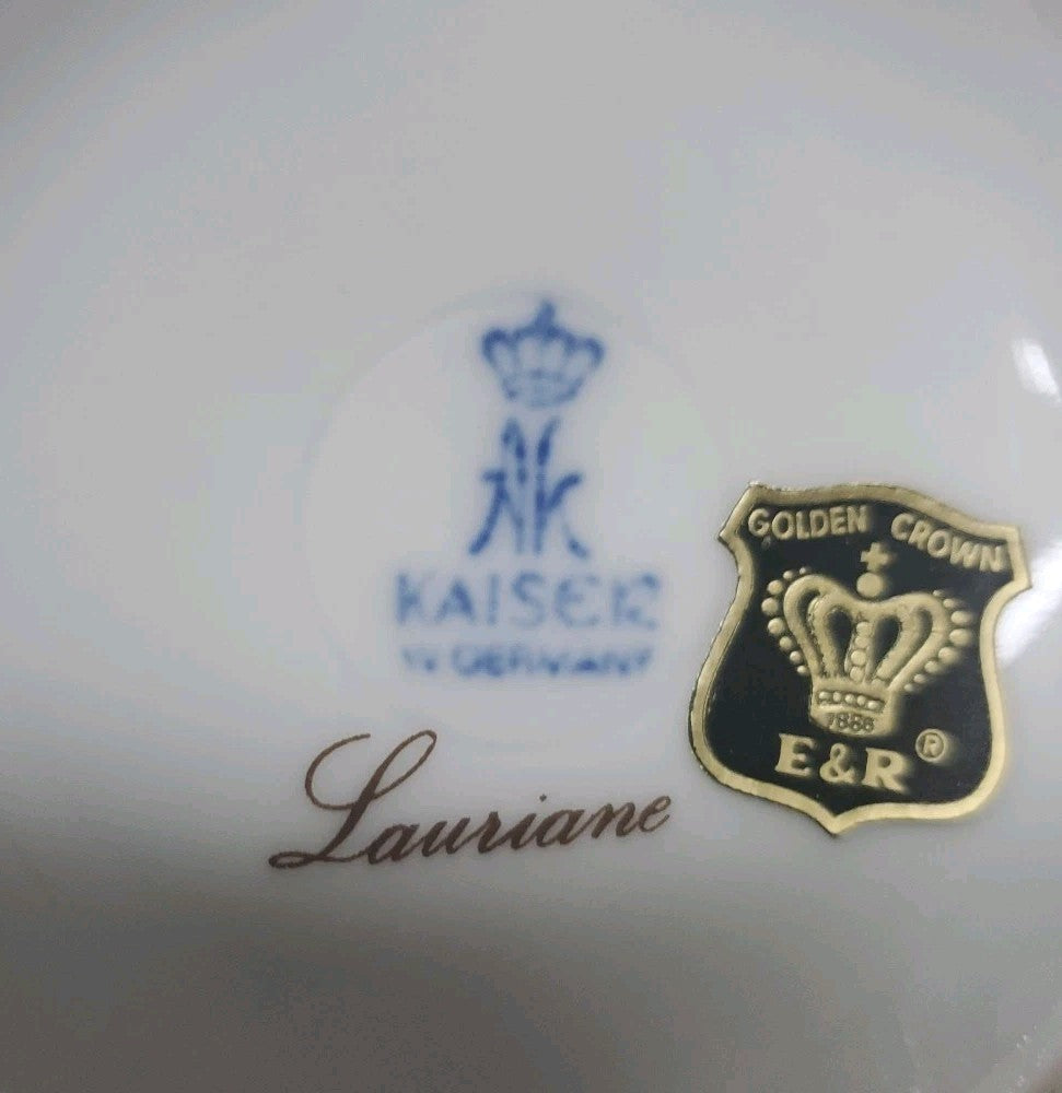 VINTAGE Kaiser Lauriane Golden Crown E & R FLORAL VASE 10"