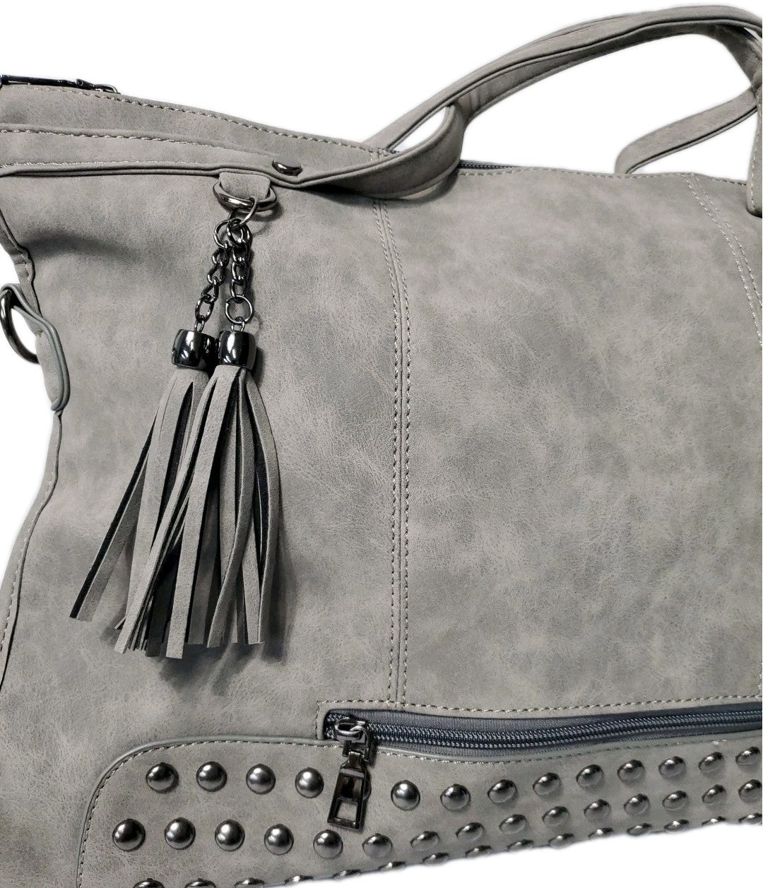 Large Rivet Purse Hand Bag Suede Leather New With Dust Cover