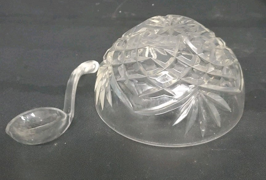 Vintage Glass Serving Dish/Bowl With Spoon