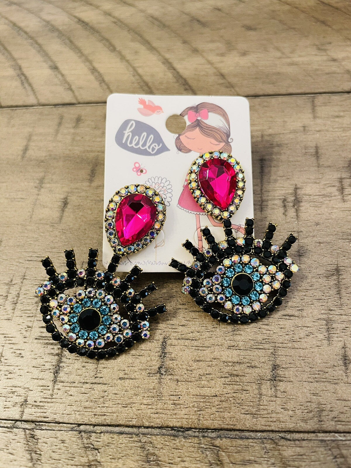 Multicolor Fashion Statement Devil Eye Rhinestone Crystal Women's Drop Earrings