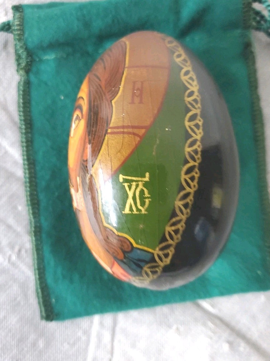 Vintage Russian Orthodox Church Wood Lacquer Egg