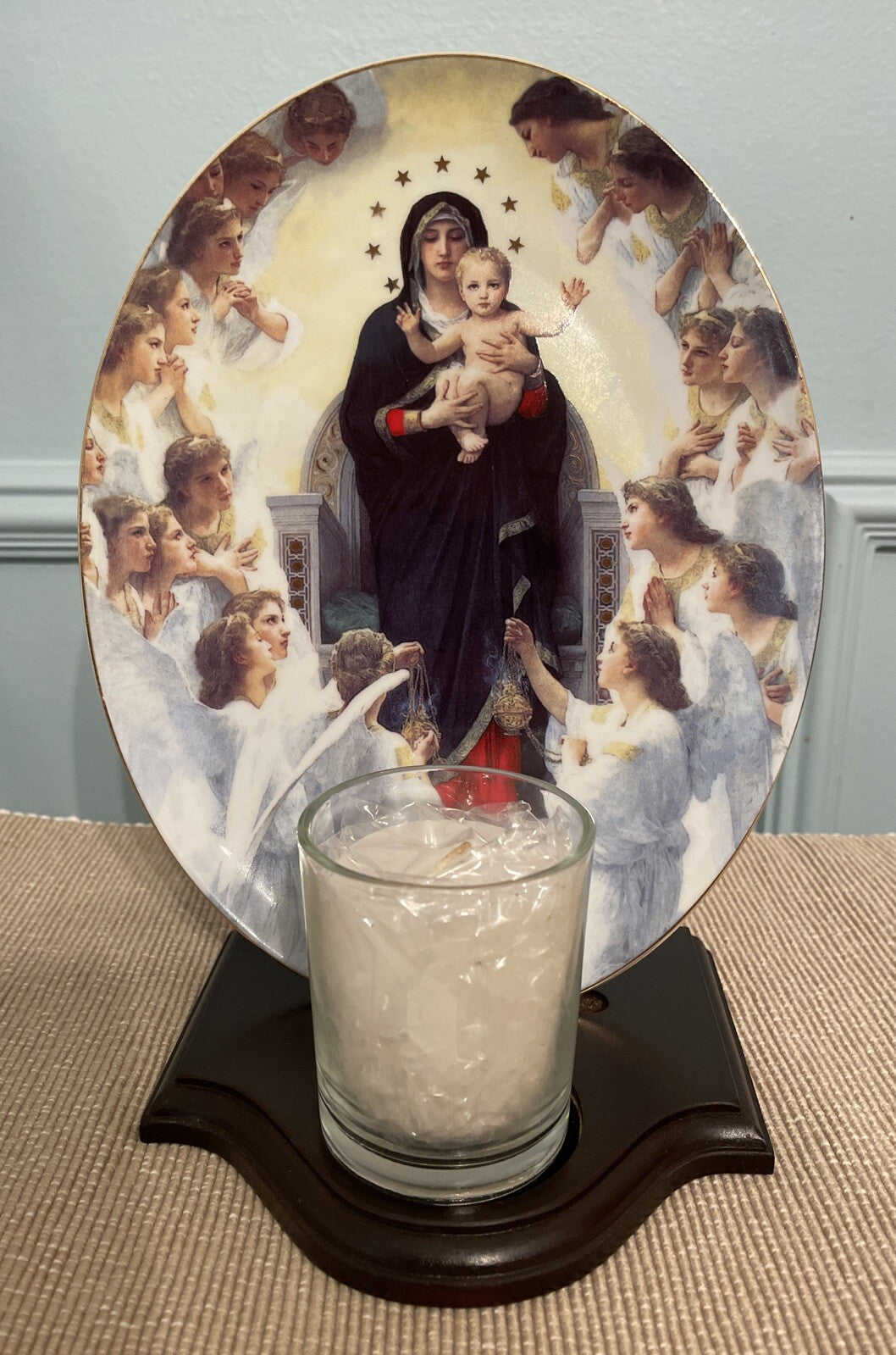 Madonna and Child Jesus Plate/Candle Shrine