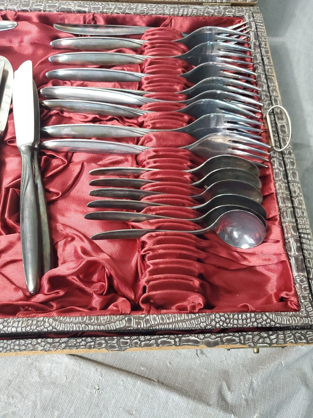 Vintage OKA 36 Piece Set With Case 90-45 Silver Flatware Set