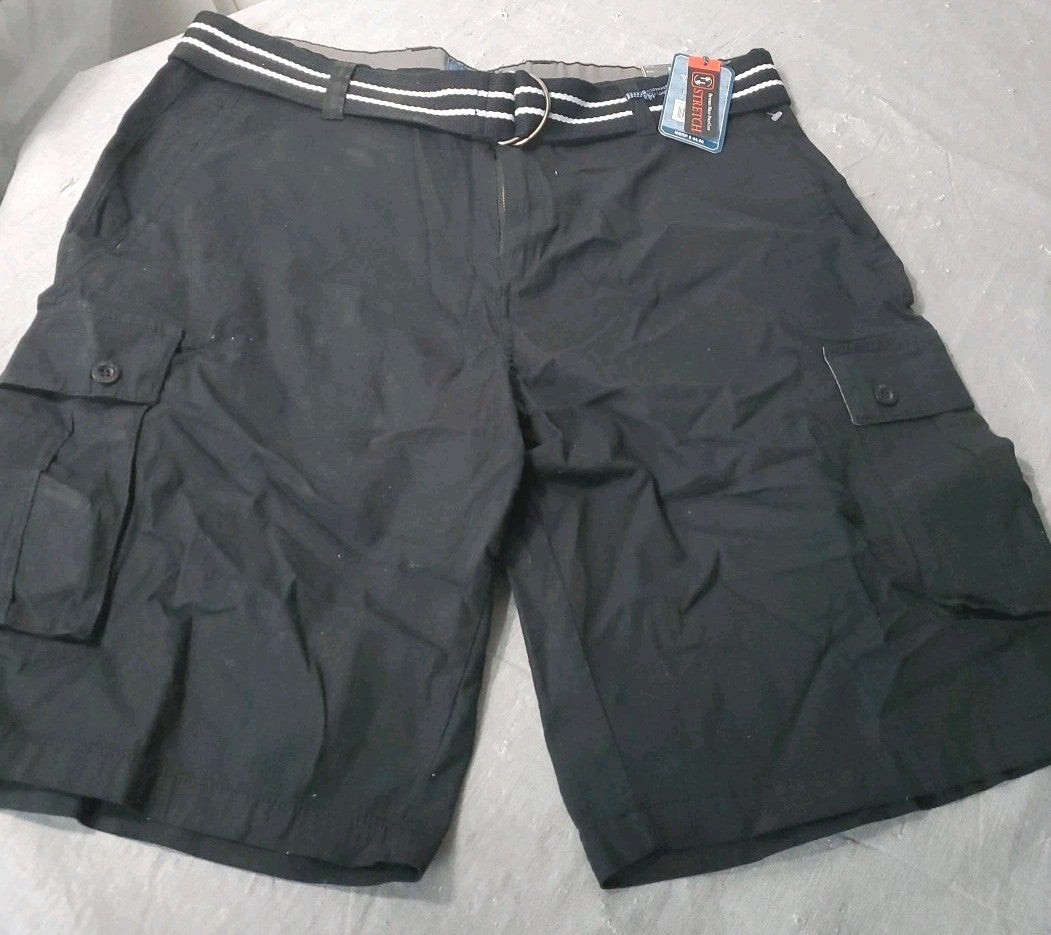 Beverly Hills Polo Club Black Shorts Size 38w Stretch With Belt