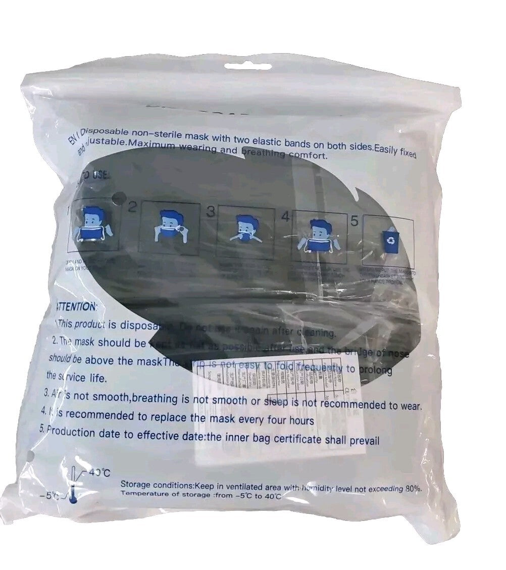 Black Disposable Face Mask 100PCS 3-Ply Medical Surgical Ear-Loop Mouth Cover