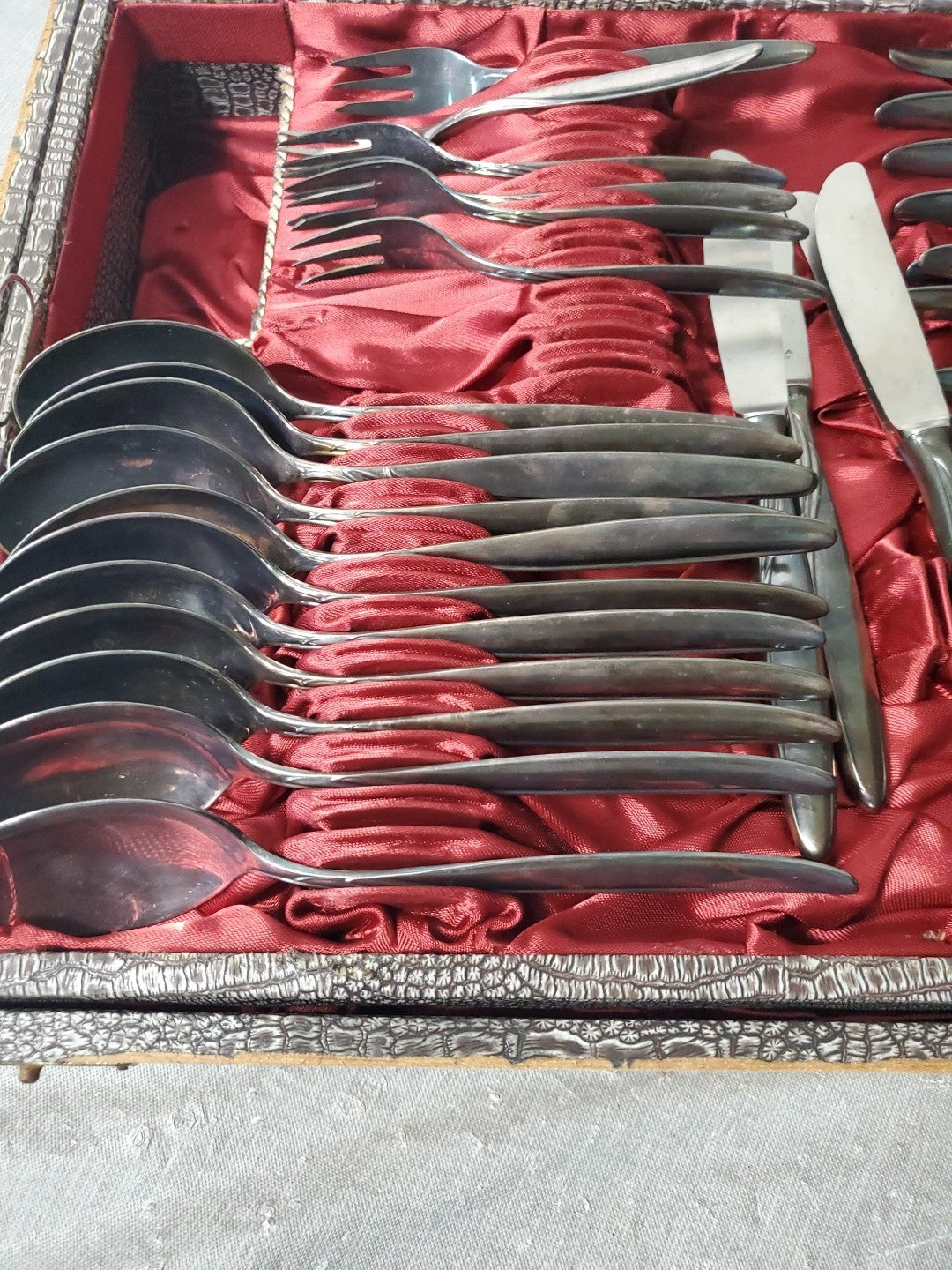 Vintage OKA 36 Piece Set With Case 90-45 Silver Flatware Set