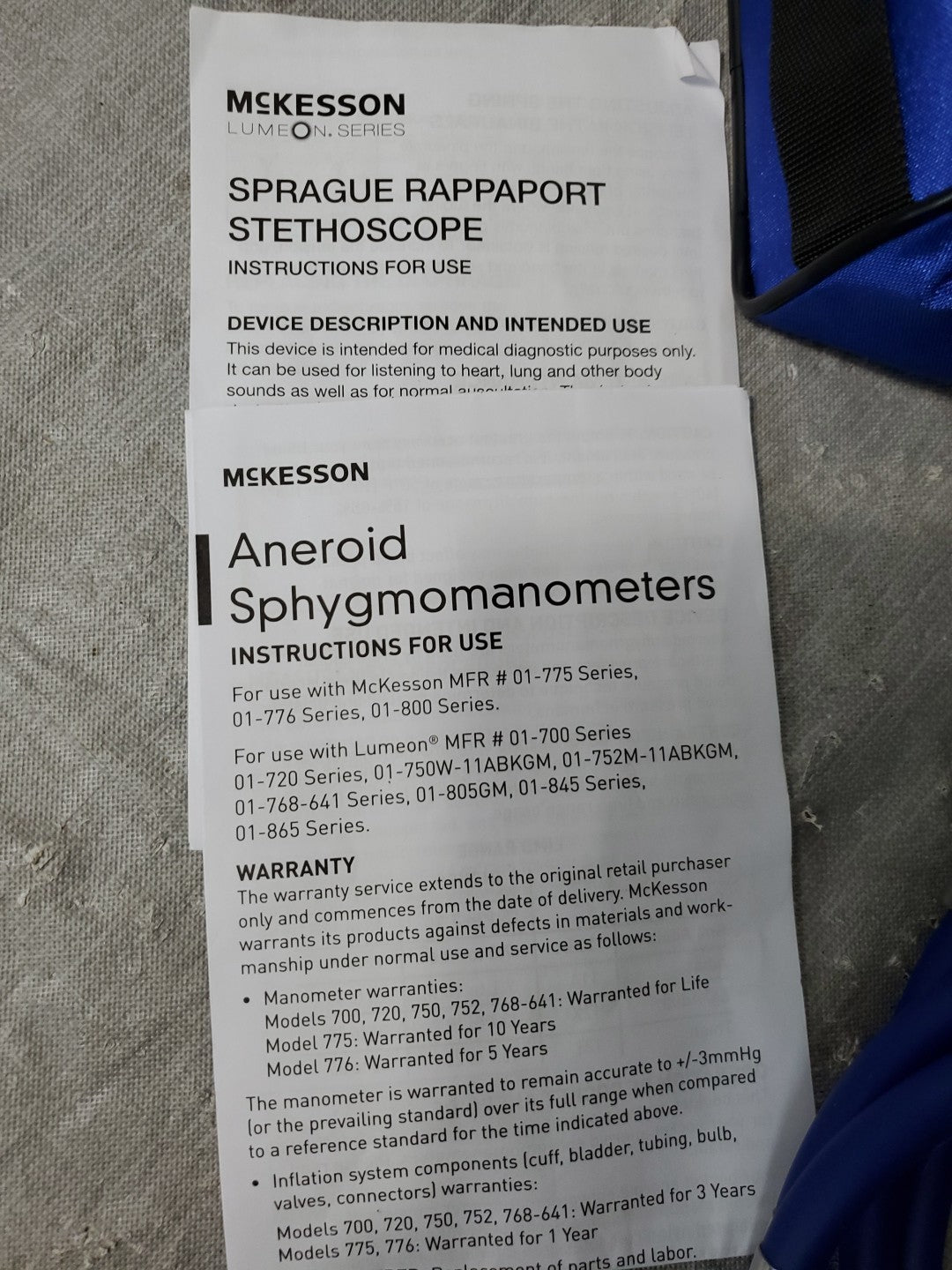 Mckesson Sprague Rappaport Stethoscope And Sphygmomanometer And Case