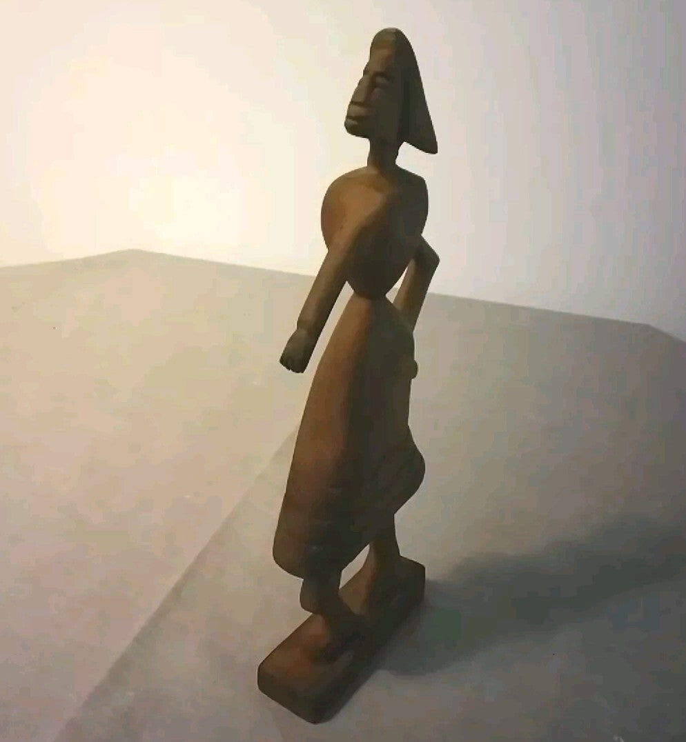 Vintage Wood Carved Woman Mid Century Modern