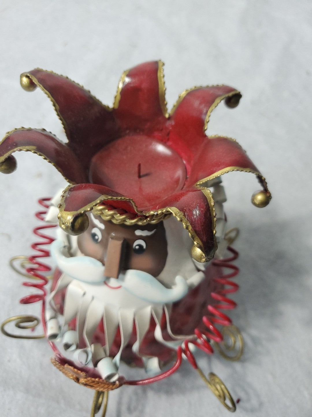 Vintage Santa Candle Holder Metal Rare