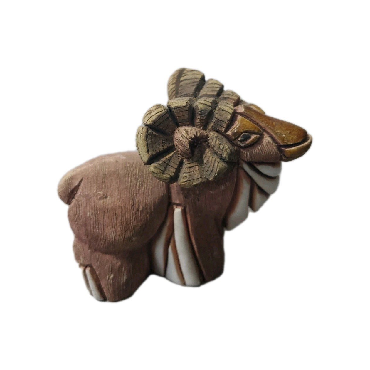 Vintage Artisania Rinconada Figurine Of A Big Horn Ram Handcrafted In Uruguay 4"