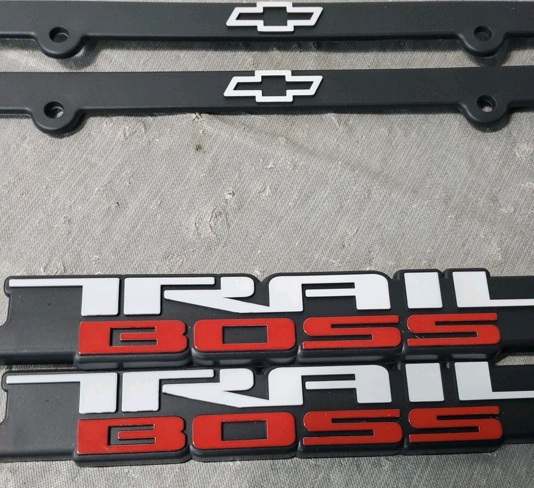 Chevy Trail Boss License Plate Frame 2 Pack New