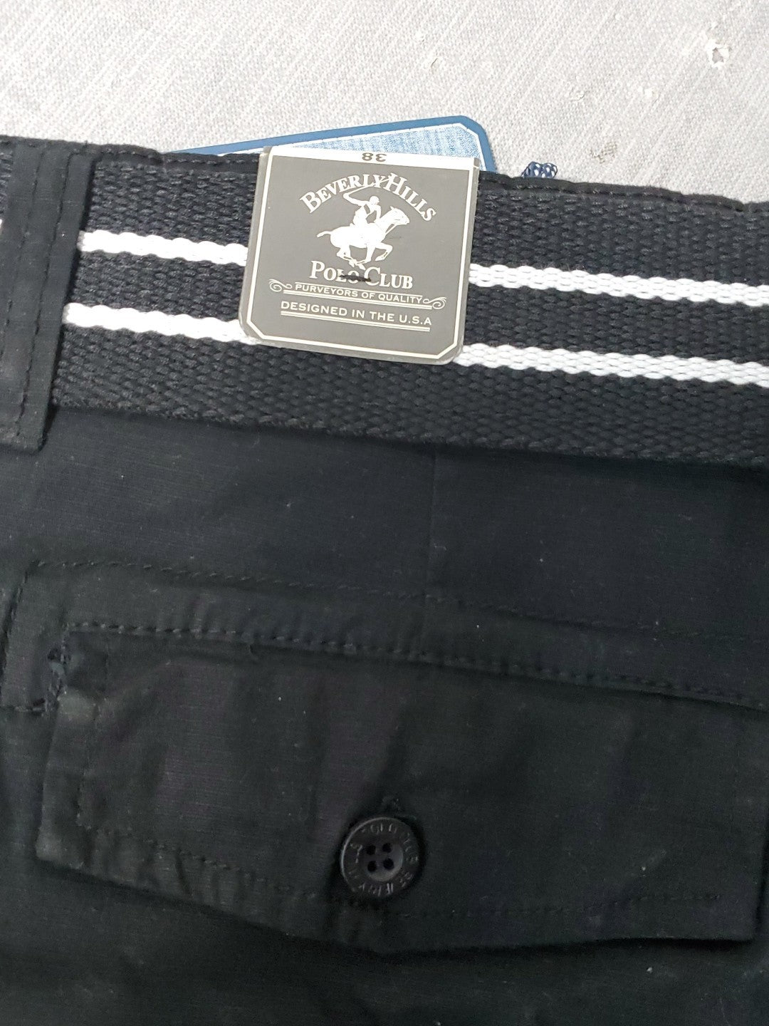 Beverly Hills Polo Club Black Shorts Size 38w Stretch With Belt