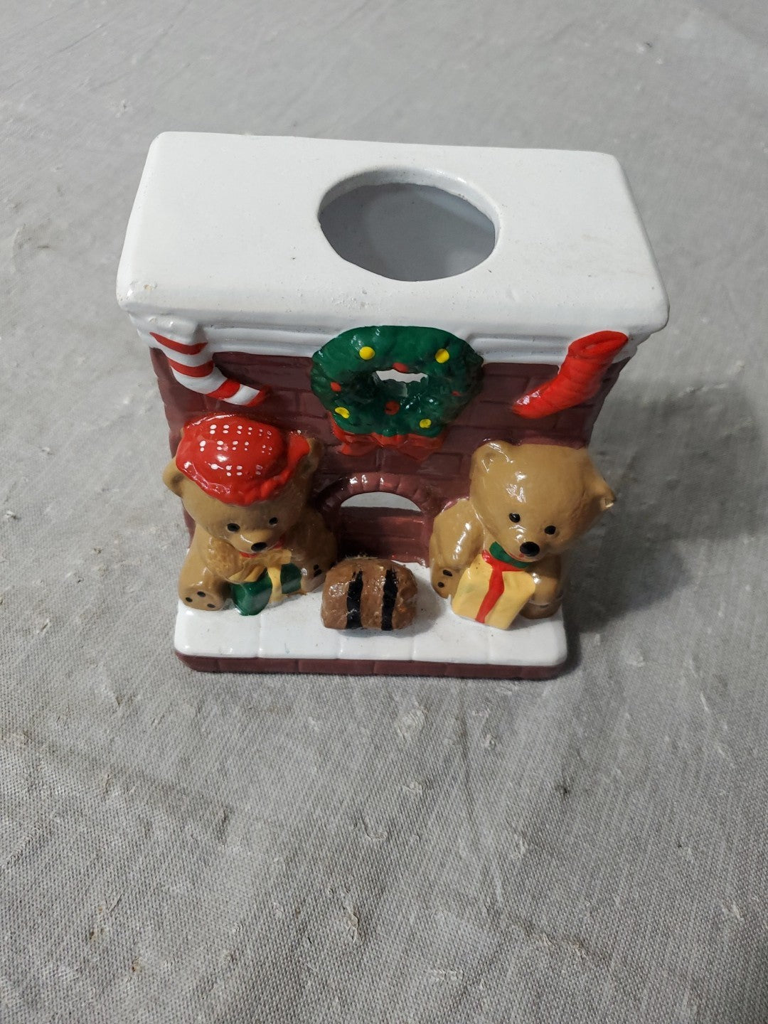 Vintage Fireside Teddies Giftco 4 Inxh High Candle Holder
