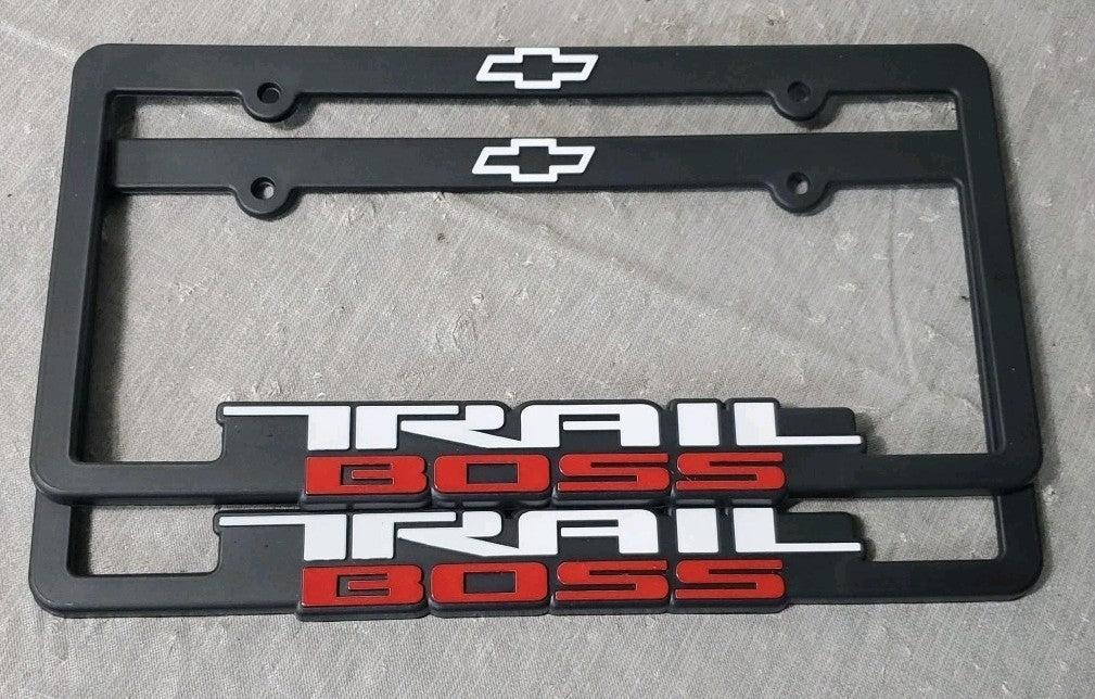 Chevy Trail Boss License Plate Frame 2 Pack New