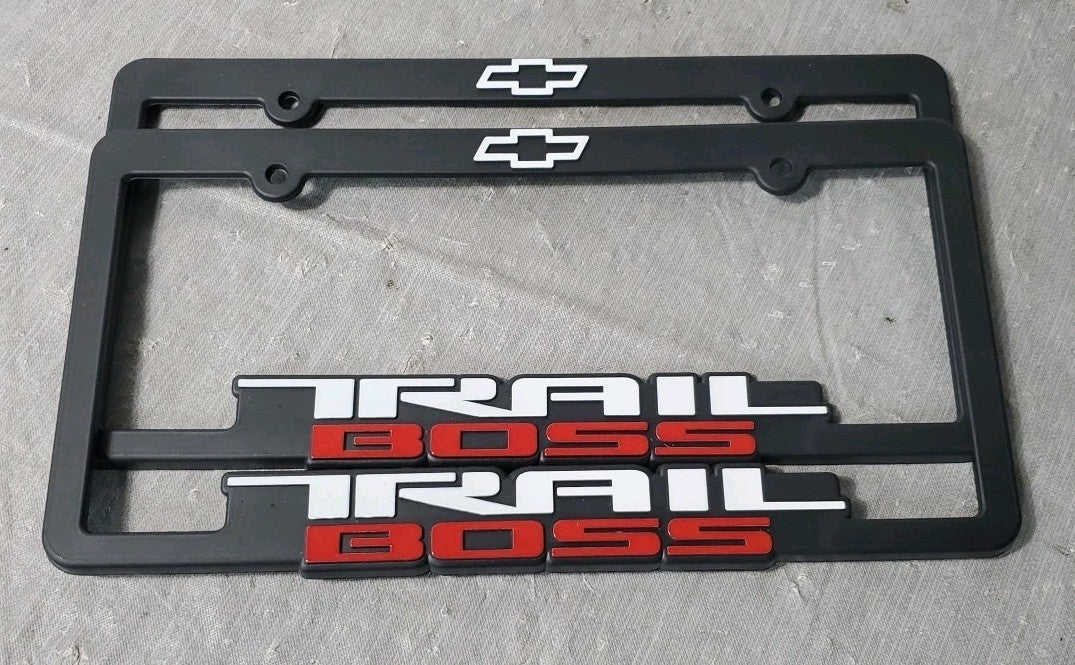 Chevy Trail Boss License Plate Frame 2 Pack New