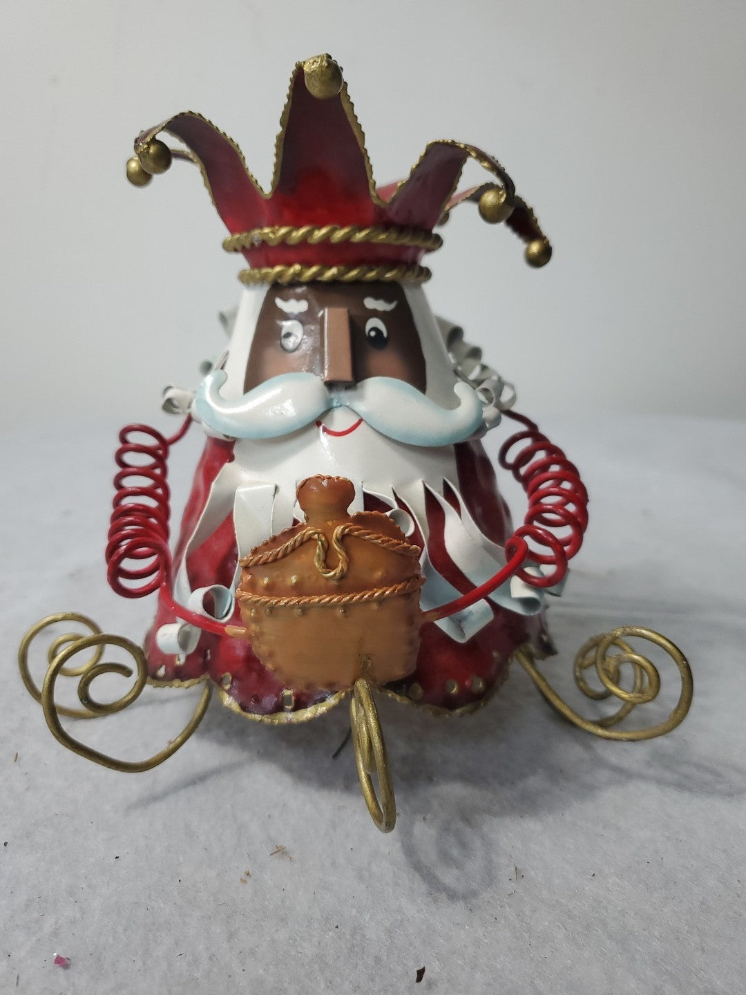 Vintage Santa Candle Holder Metal Rare