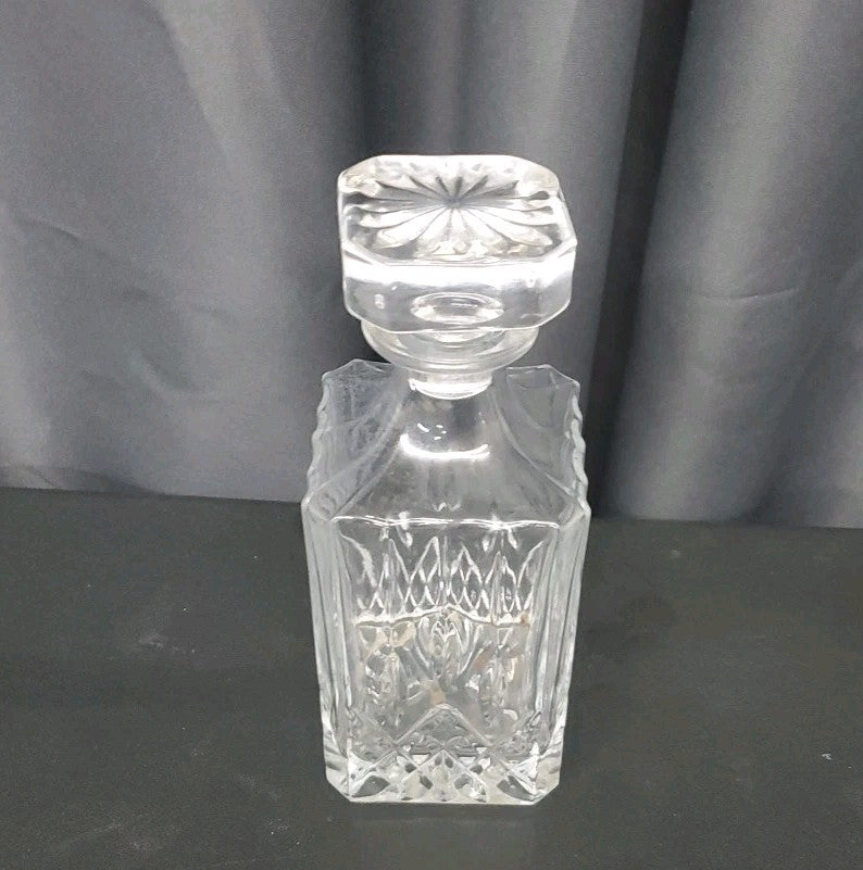 Vintage Heavy Cut Glass Decanter For Whiskey Bourbon Etc.