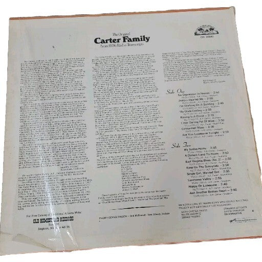 ORIGINAL CARTER FAMILY From The 1936 Radio Transcripts VINYL LP Old Homestead