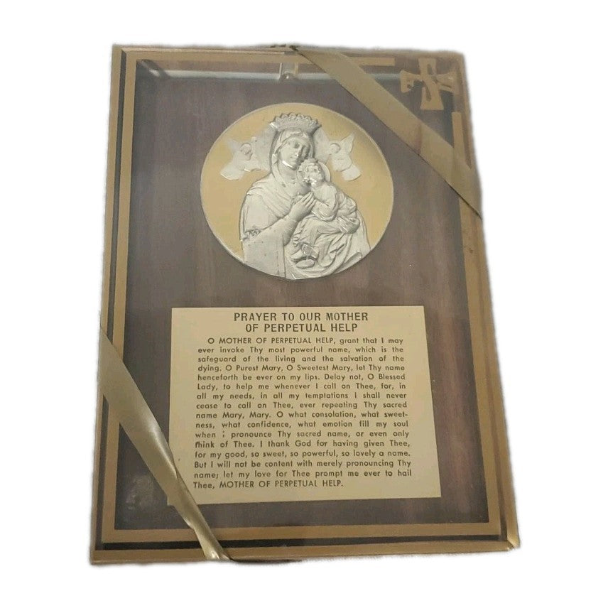 Vintage Religious Plaque Prayer To Our Mother Of Perpetual Help