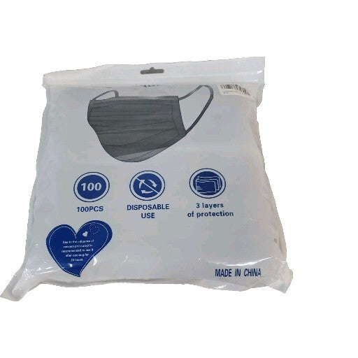 Black Disposable Face Mask 100PCS 3-Ply Medical Surgical Ear-Loop Mouth Cover