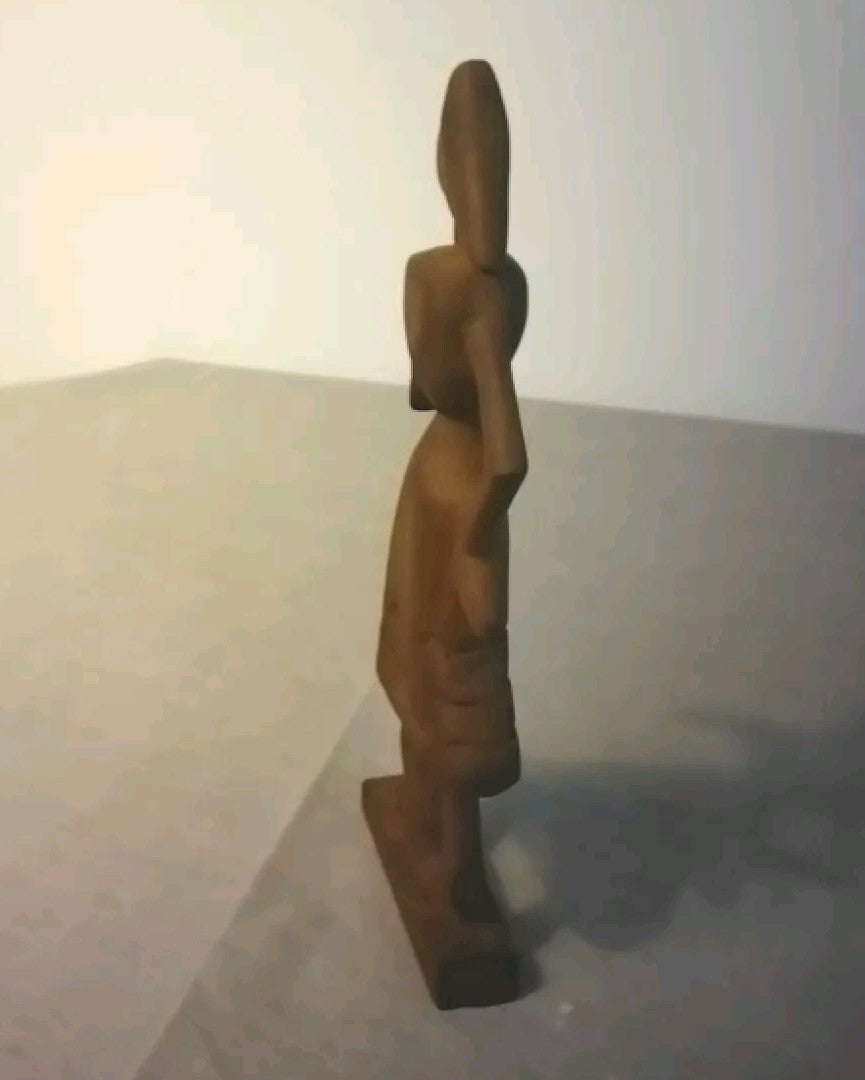 Vintage Wood Carved Woman Mid Century Modern