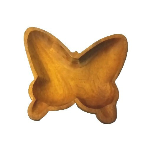 Mid century modern Wooden Hand Carved Butterfly Dish Bowl From Haiti