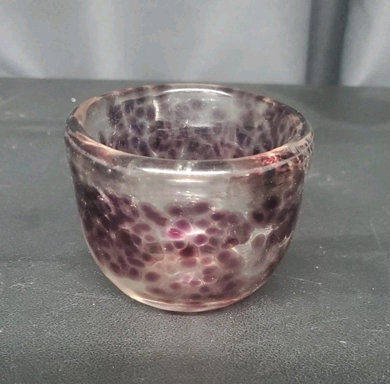 Vintage Hand Blown Spotted Art Glass Vase Candle Holder