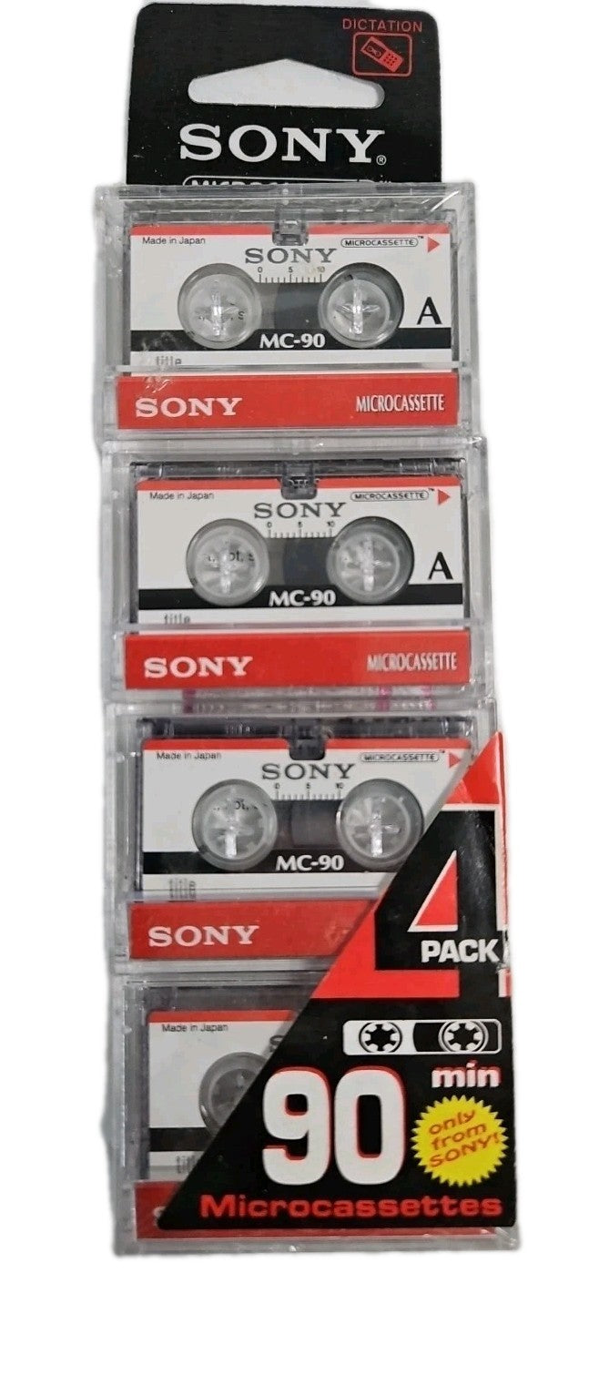 4 Pack Sony MC-90 Microcassette Blank Cassette Tape 90 Minute Tapes  NEW 